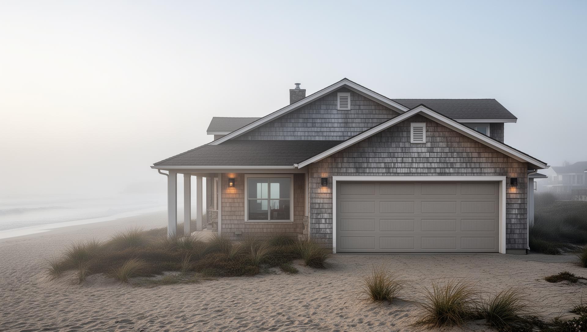 Professional garage door installation on coastal beach house in McMinnville, OR